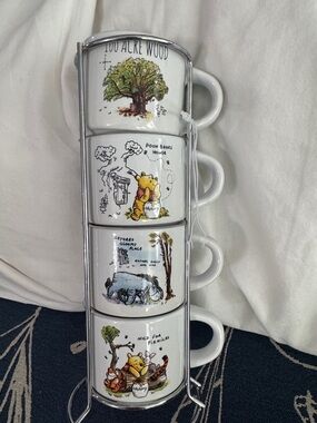 Disney Winnie the Pooh Stacked Mug Set - White, Green, Yellow, Brown